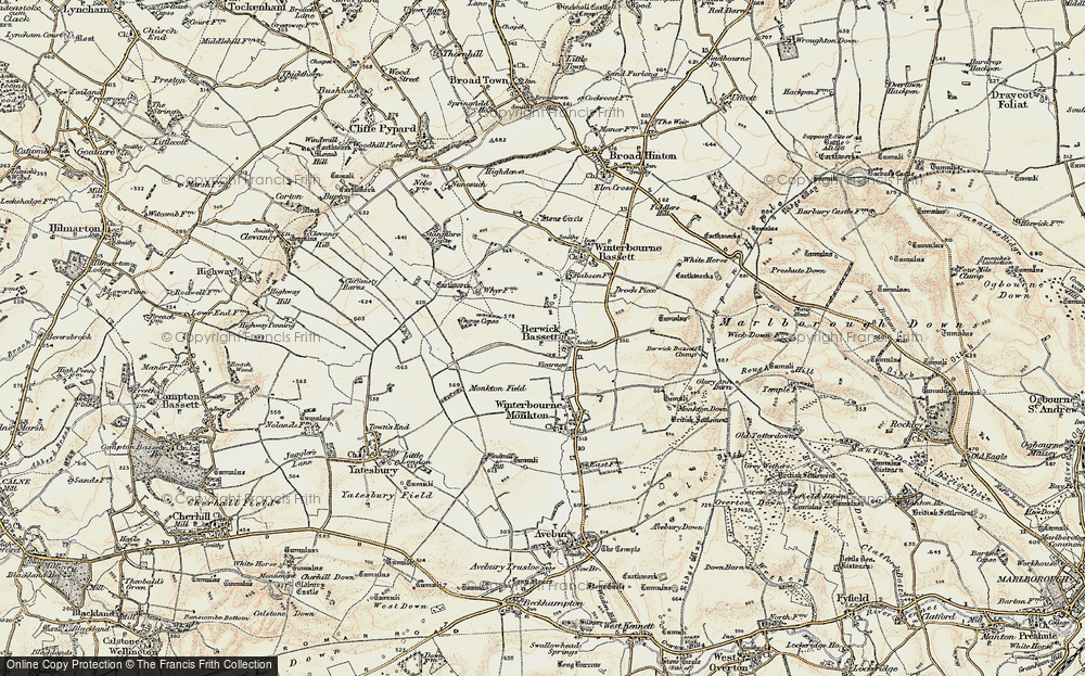Old Map of Berwick Bassett, 1899 in 1899