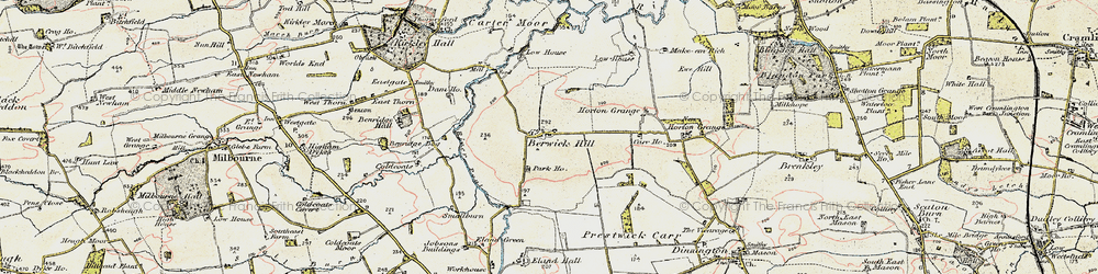 Old map of Berwick Hill Low Ho in 1901-1903