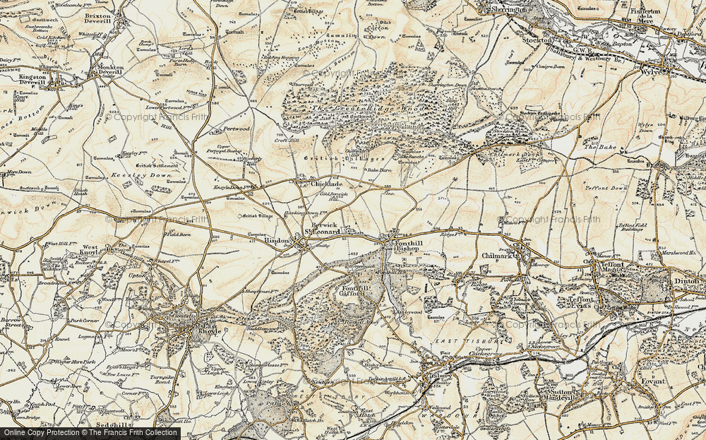 Old Map of Berwick St Leonard, 1897-1899 in 1897-1899