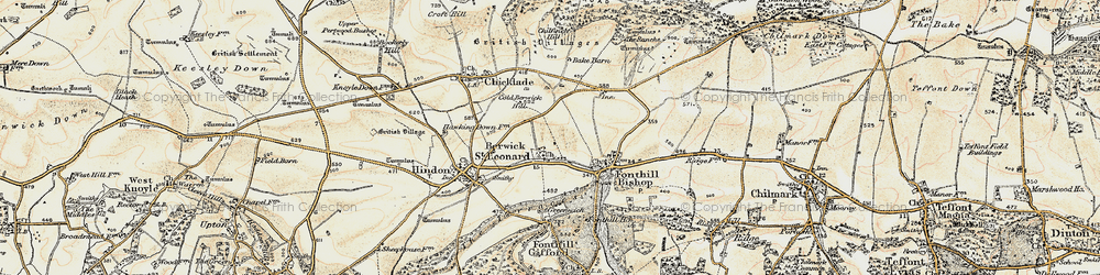 Old map of Berwick St Leonard in 1897-1899