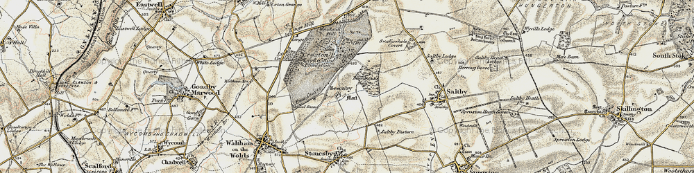 Old map of Bescaby Oaks in 1902-1903
