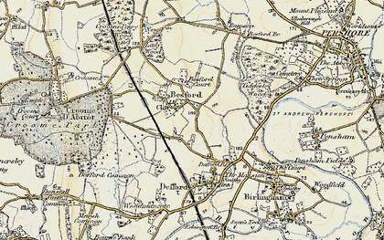 Old map of Besford Court in 1899-1901
