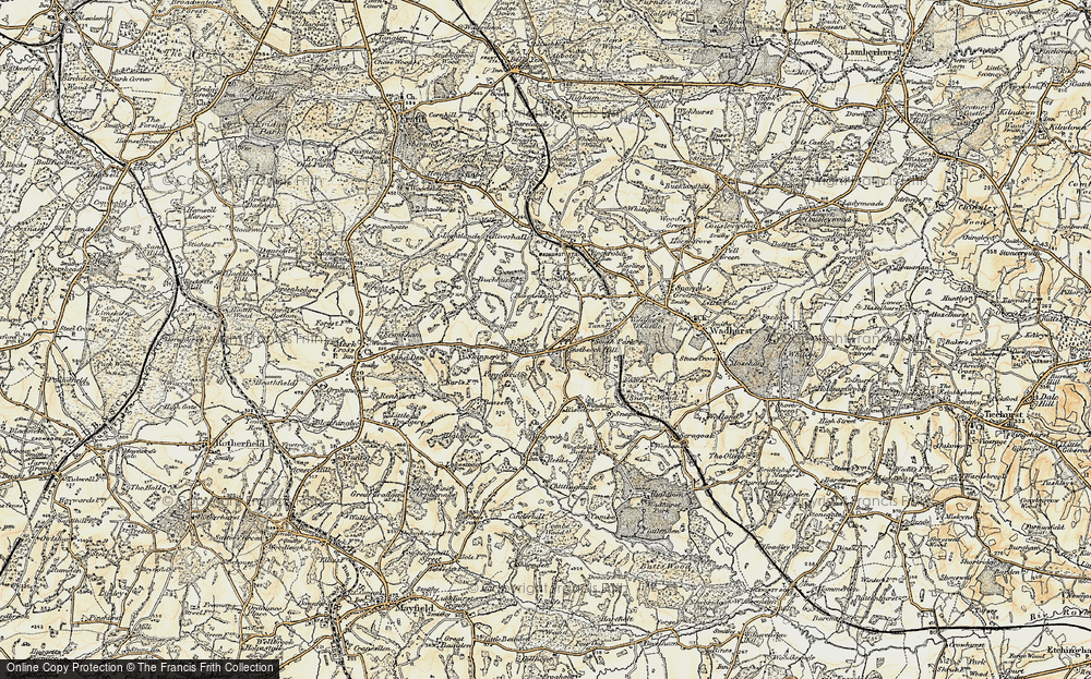 Old Map of Historic Map covering Buckhurst Place in 1898