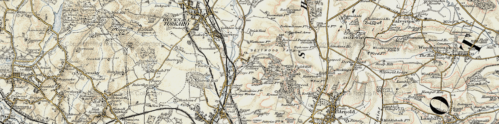 Old map of Bestwood Village in 1902