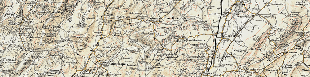 Old map of Betchcott Hills in 1902-1903