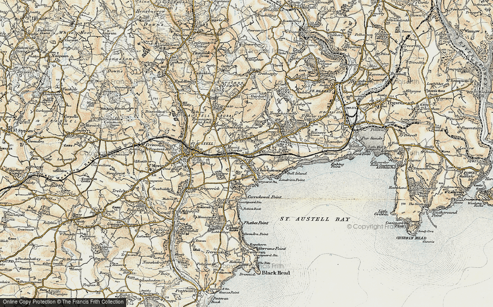 Old Map of Historic Map covering Duporth in 1900