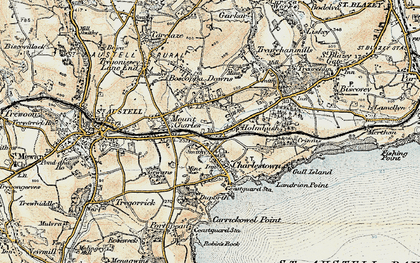 Old map of Duporth in 1900