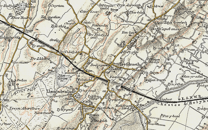 Old map of Bodwrdin in 1903-1910