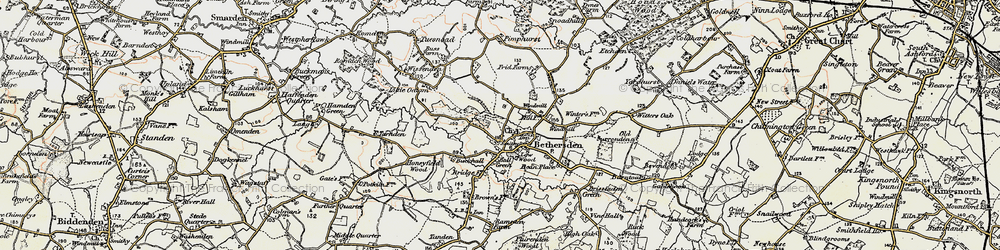 Old map of Bethersden in 1897-1898