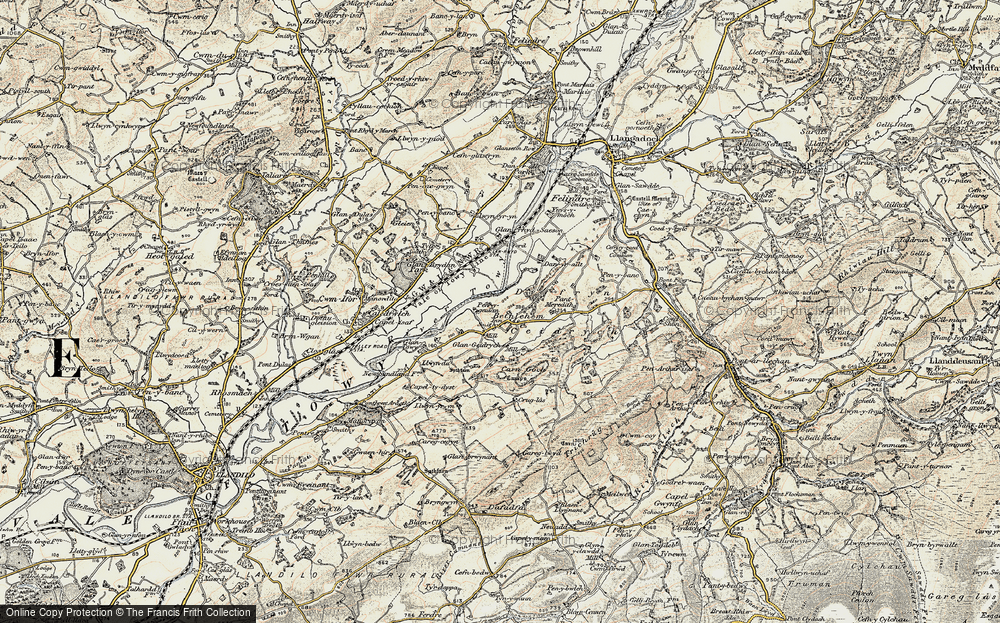 Old Map of Historic Map covering Y Caer fawr in 1900-1901
