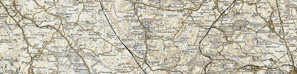 Old map of Betley in 1902
