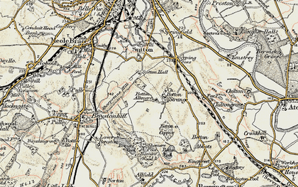 Old map of Betton Strange in 1902