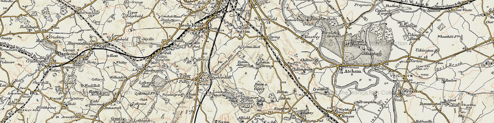 Old map of Betton Strange in 1902