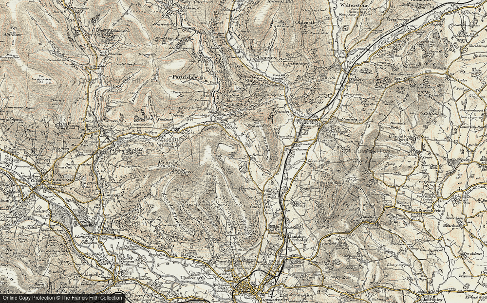 Old Map of Historic Map covering Pantygelli in 1899-1900