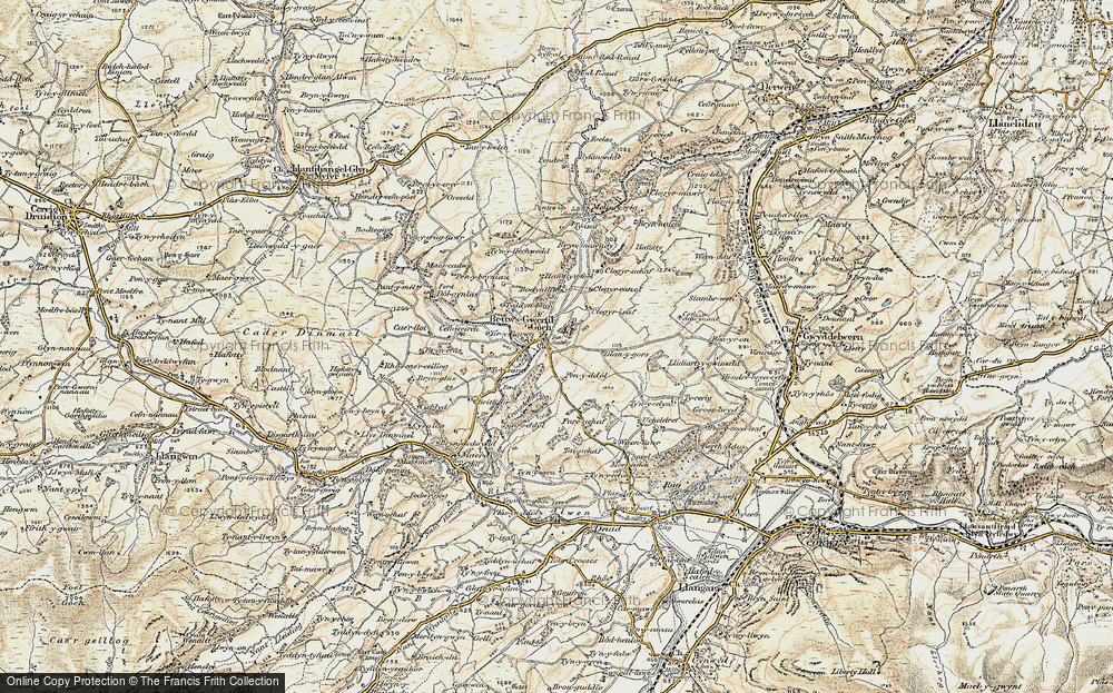 Old Map of Historic Map covering Bryn-Crâs in 1902-1903