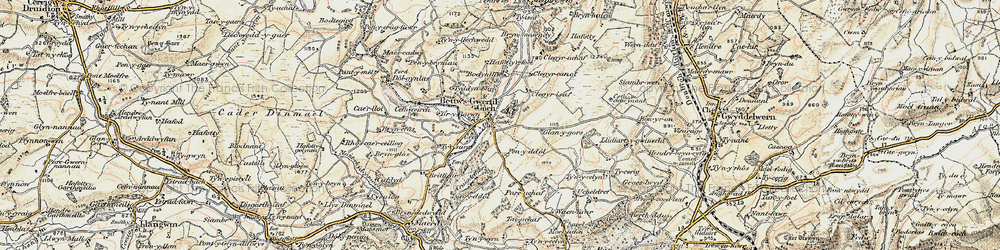 Old map of Bryn-Crâs in 1902-1903
