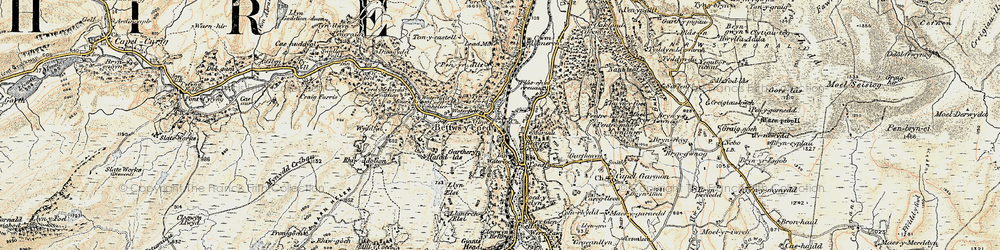 Old map of Betws-y-Coed in 1902-1903