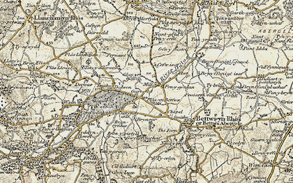 Old map of Brynffanigl Isaf in 1902-1903
