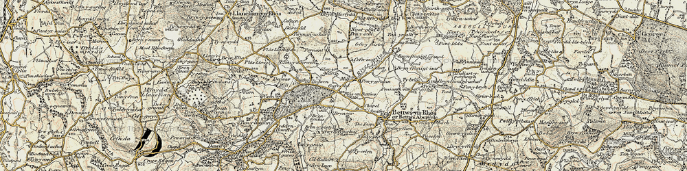 Old map of Brynffanigl Isaf in 1902-1903