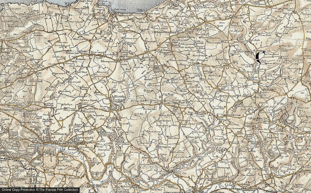 Old Map of Historic Map covering Bronial in 1901