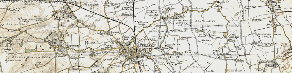 Old map of Molescroft in 1903-1908