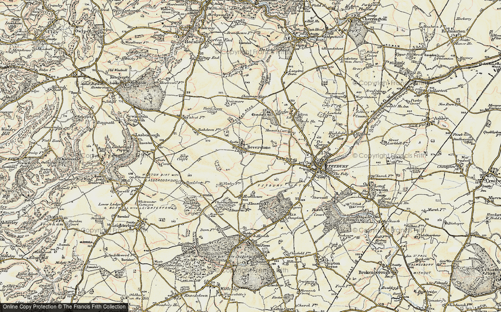 Old Map of Historic Map covering Tump Covert in 1898-1899