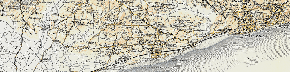 Old map of Bexhill in 1898