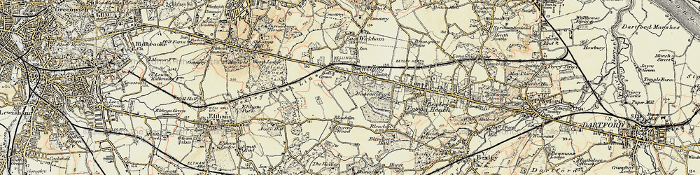 Old map of Bexley in 1897-1902