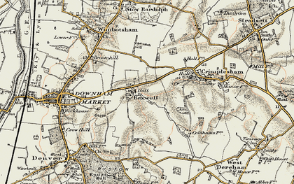 Old map of Bexwell in 1901-1902