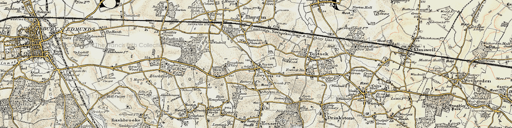 Old map of Beyton Ho in 1899-1901