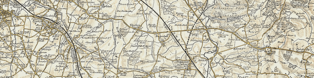 Old map of Bickenhill in 1901-1902