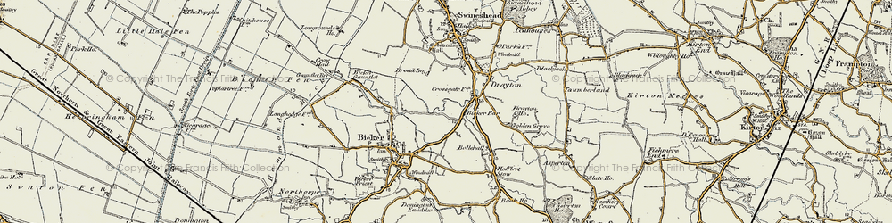 Old map of Bicker Bar in 1902-1903