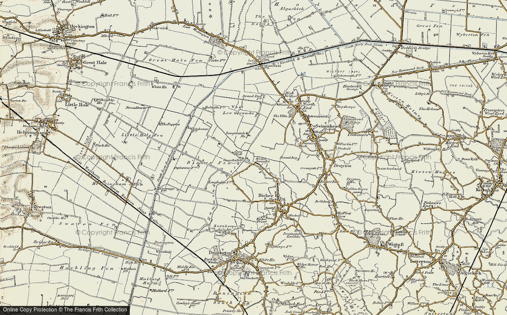 Old Map of Historic Map covering Bicker Fen in 1902-1903