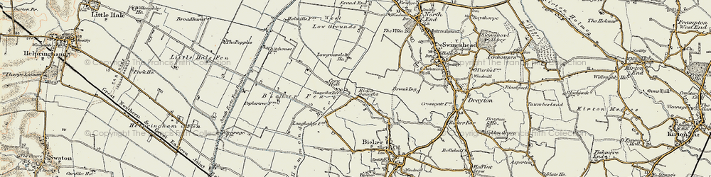 Old map of Bicker Fen in 1902-1903