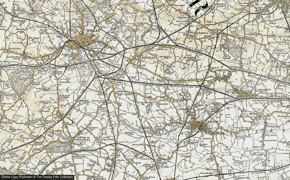 Old Map of Bickershaw, 1903 in 1903