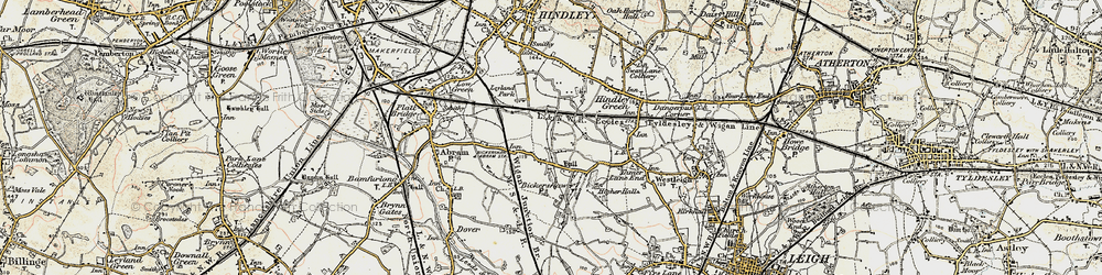 Old map of Bickershaw in 1903