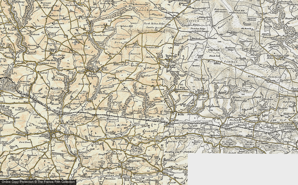 Old Map of Historic Map covering Whitcott in 1900