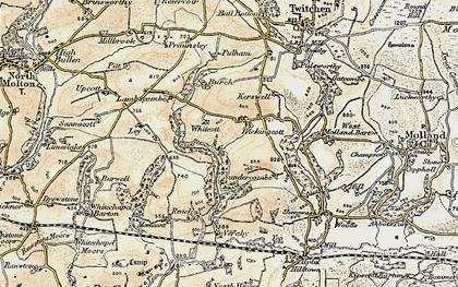 Old map of Bickingcott in 1900