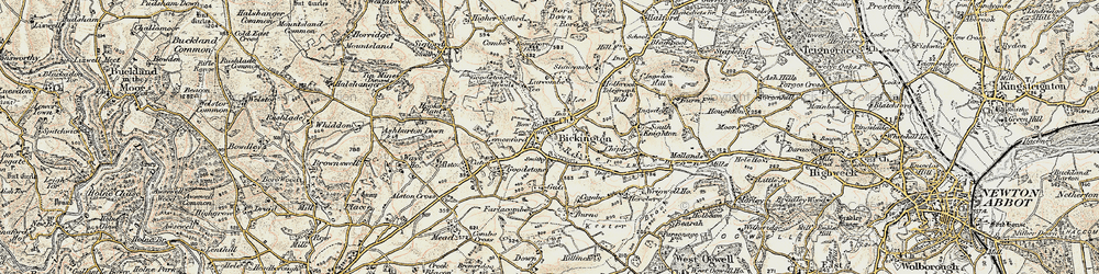 Old map of Bickington in 1899