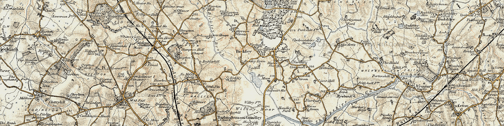 Old map of Bickley Town in 1902