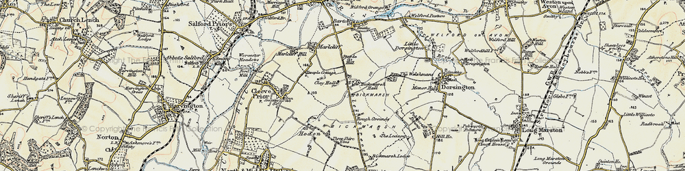 Old map of Bickmarsh in 1899-1901