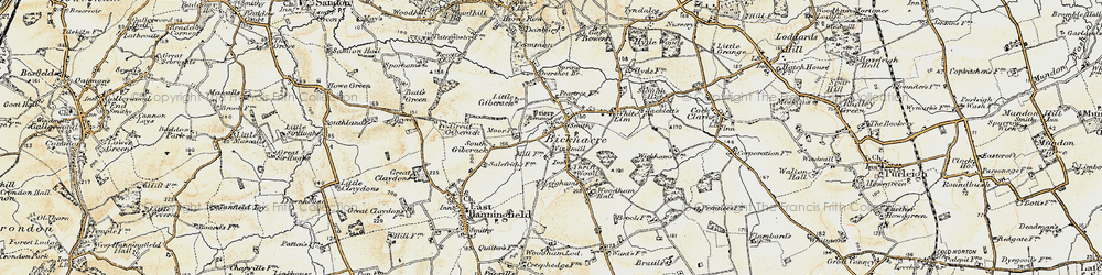 Old map of Bicknacre in 1898
