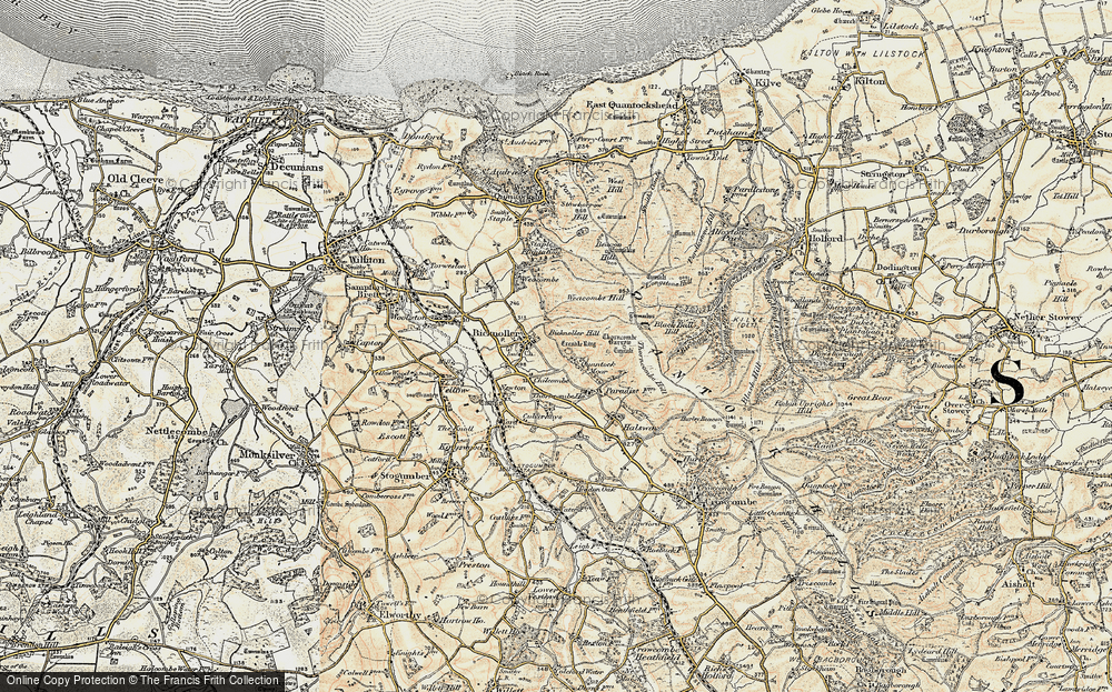 Old Map of Historic Map covering Black Ball Hill in 1898-1900