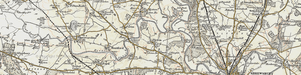 Old map of Bicton Ho in 1902