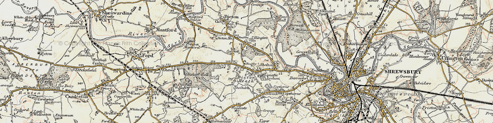 Old map of Bicton Heath in 1902