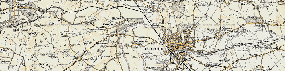 Old map of Biddenham in 1898-1901