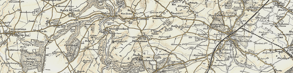 Old map of Biddestone in 1899
