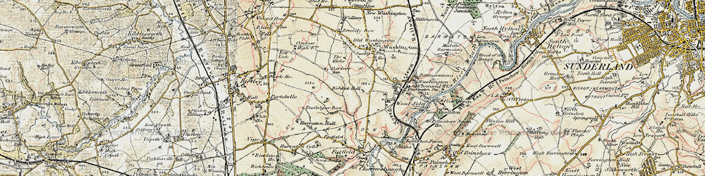 Old map of Biddick in 1901-1904