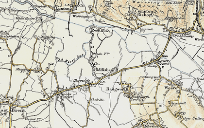 Old map of Biddisham in 1899-1900