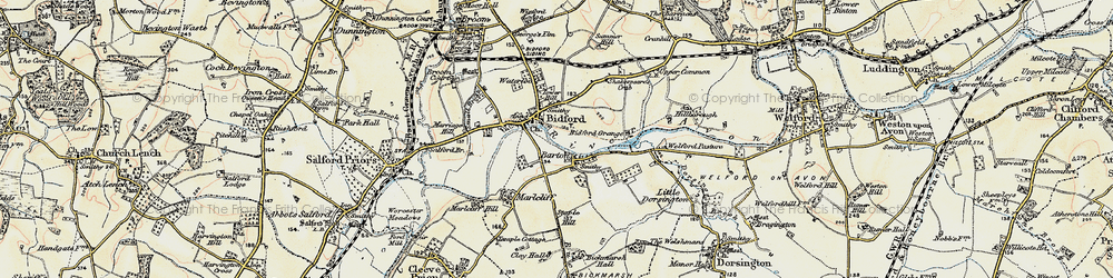 Old map of Bidford-on-Avon in 1899-1901